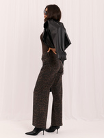 Ciemnobrązowe damskie jeansy wide leg w panterkę