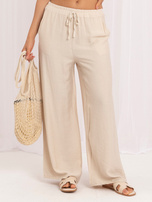 Hellebeige, breite Hosen aus Viskose.
