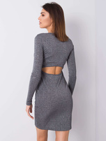 Srebrna sukienka z długim rękawem Benisha RUE PARIS