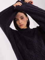 Hurtownia Czarny luźny sweter z warkoczami