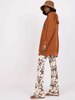 Jasnobrązowa długa bluza dresowa z kapturem Roxane  