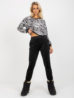 Hurt Biało-czarny komplet welurowy z bluzą w zebrę RUE PARIS