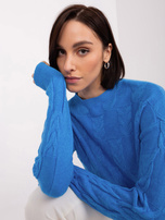 Hurt Niebieski sweter z warkoczami z dodatkiem wiskozy