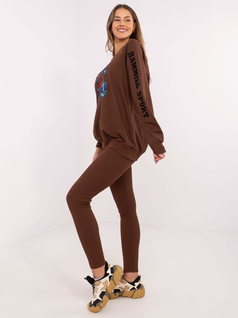 Hurt Brązowy casualowy komplet z bluzą oversize