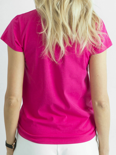 Fuksjowy t-shirt basic z bawełny Peachy