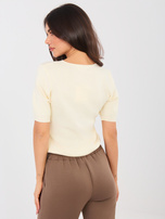 Jasnobeżowy damski sweter z dekoltem V