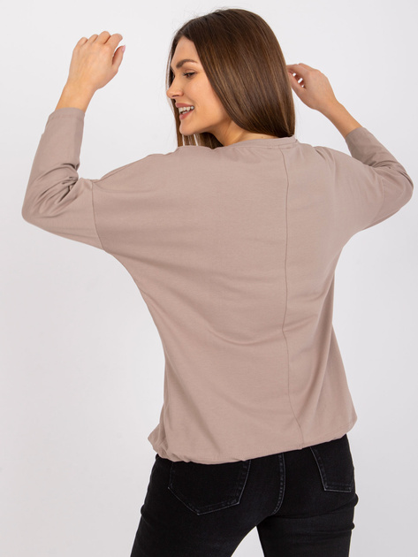 Ciemnobeżowa bluzka damska z bawełny Elizabeth RUE PARIS