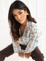 Jasnoniebieska damska koszula oversize w kratę