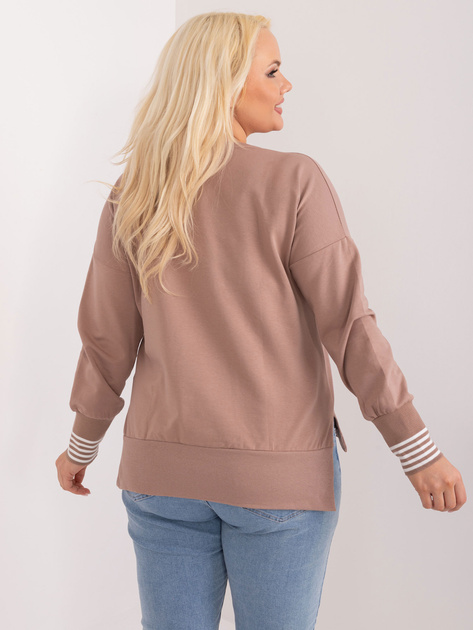 Hurt Ciemnobeżowa bluzka plus size z rozcięciami