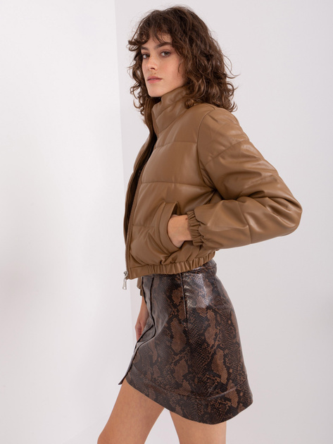 Hurt Camelowa krótka kurtka zimowa z ekoskóry