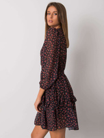 Czarno-czerwona sukienka z falbanami Lianne OCH BELLA