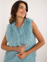 Hurt Miętowa damska kamizelka z futra ekologicznego