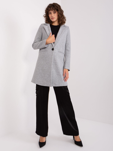 Hurtownia Szary klasyczny płaszcz damski OCH BELLA