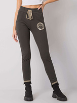 Ciemne khaki spodnie dresowe z printem Myrtle