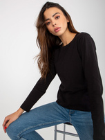 Hurt Czarna gładka bluzka longsleeve z okrągłym dekoltem