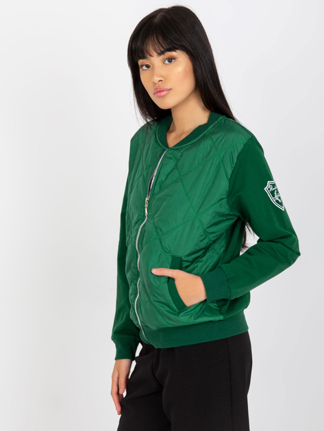 Hurt Ciemnozielona damska bluza bomberka z pikowaniem RUE PARIS