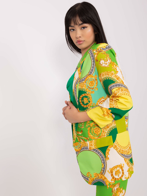 Hurt Zielono-żółta damska marynarka z rękawem 3/4