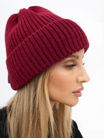 Bordeaux Damen Beanie-Mütze mit Umschlag.