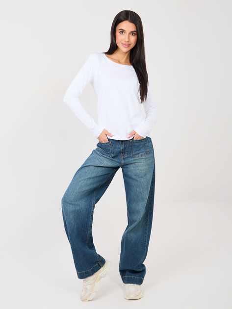 Biały longsleeve basic z okrągłym dekoltem RUE PARIS