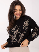 Czarna bawełniana bluza z haftem