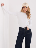 Ecru damski longsleeve basic z bawełny 