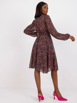 Czarna sukienka z printami z długim rękawem ZULUNA