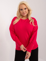 Didmeninė prekyba Raudona džemperis plus size su mygtukais.