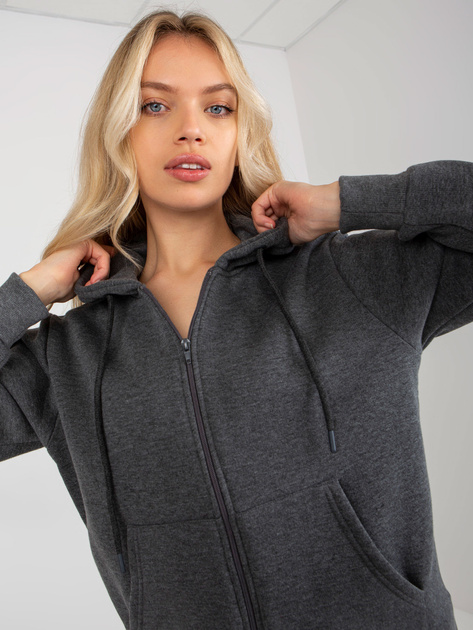 Hurt Ciemnoszara rozpinana bluza basic z kapturem RUE PARIS