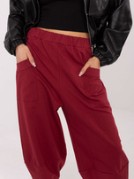 Bordowe dresowe spodnie basic typu alladynki