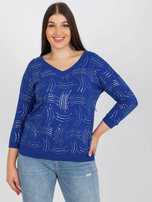 Hurtownia Ciemnoniebieska damska bluzka plus size z nadrukiem