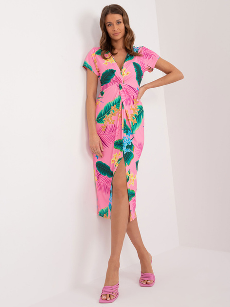 Hurtownia Różowa sukienka damska z printem