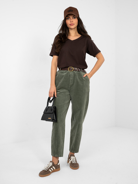 Khaki sztruksowe spodnie typu carrot