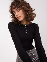Hurt Czarna prążkowana bluzka basic longsleeve