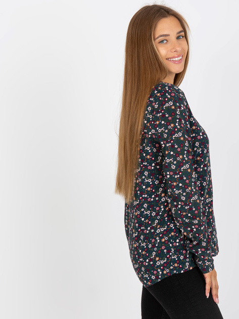 Hurt Ciemnoniebieska bluzka w kwiaty z wiskozy
