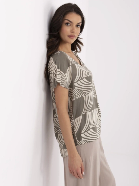 Khaki letnia bluzka z krótkim rękawem SUBLEVEL