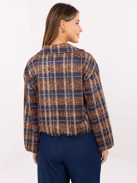 Ciemnocamelowo-niebieska przejściowa kurtka z suwakiem RUE PARIS