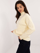 Hurtownia Jasnożółty sweter we wzory z półgolfem