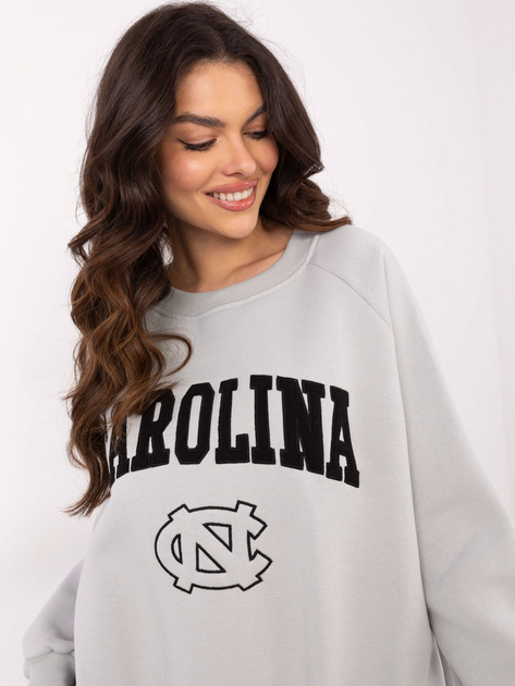 Hurt Jasnoszara damska bluza bez kaptura z haftem