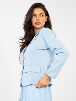 Pastelowa niebieska marynarka z imitacją kieszeni