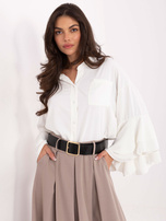 Ecru koszula z falbankami przy rękawach RUE PARIS