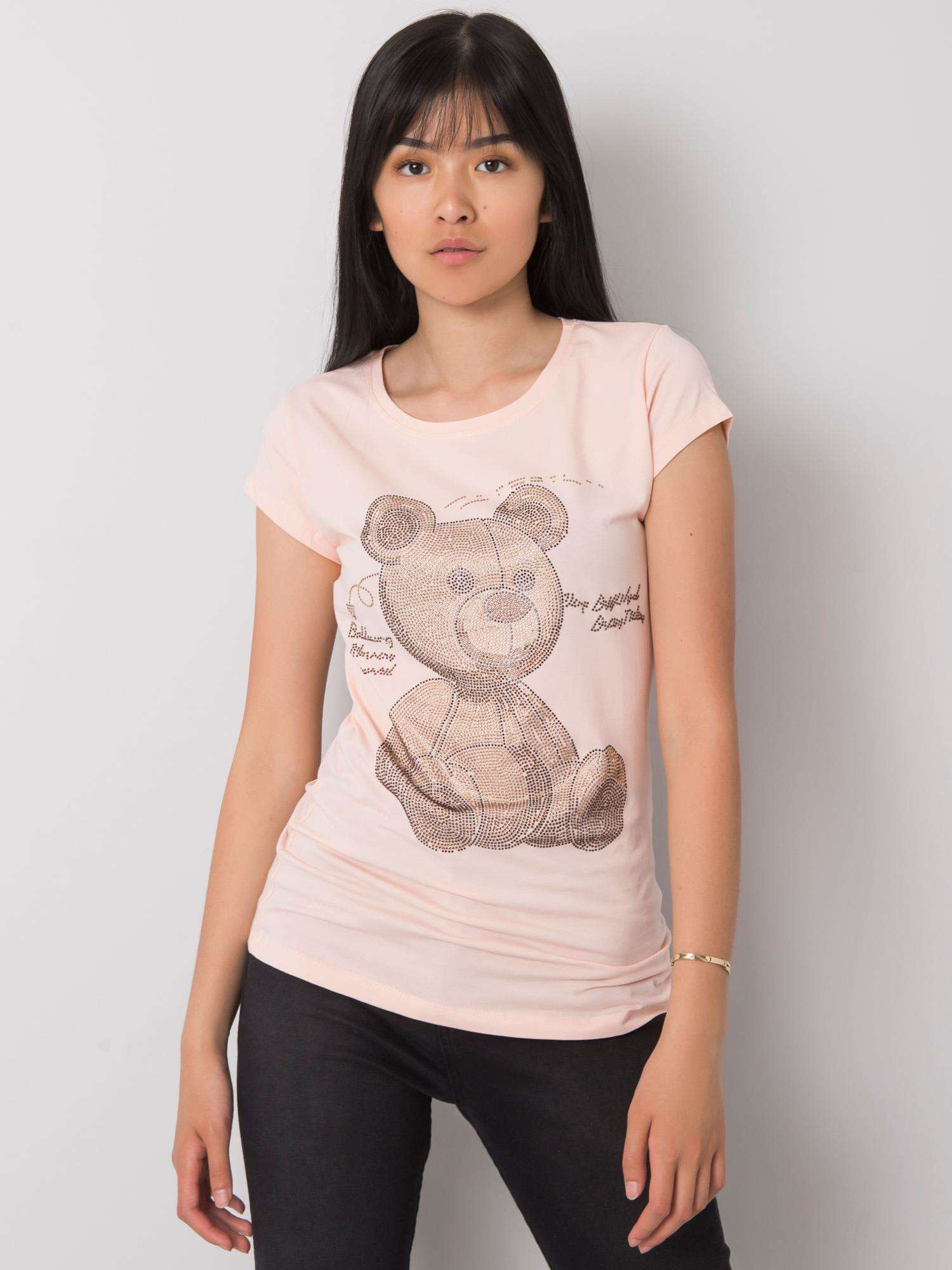Jasnoróżowy t-shirt z aplikacją Misha