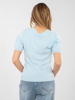 Jasnoniebieski damski sweter w jednolitym kolorze