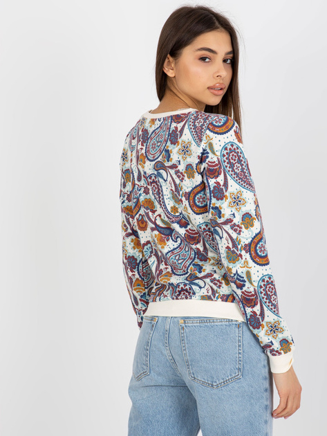 Hurt Ecru-niebieska bluza w orientalne wzory bez kaptura