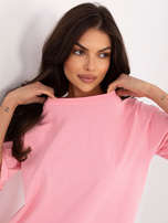 Jasnoróżowy bawełniany t-shirt oversize RUE PARIS 