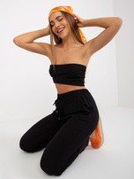 Hurtownia Czarne lekkie spodnie z materiału z wiskozy SUBLEVEL 