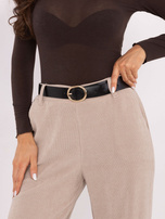 Beżowe sztruksowe spodnie bez zapięcia 