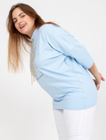 Jasnoniebieska codzienna bluzka plus size z rękawem 3/4 