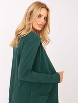 Ciemnozielony kardigan z długim rękawem 