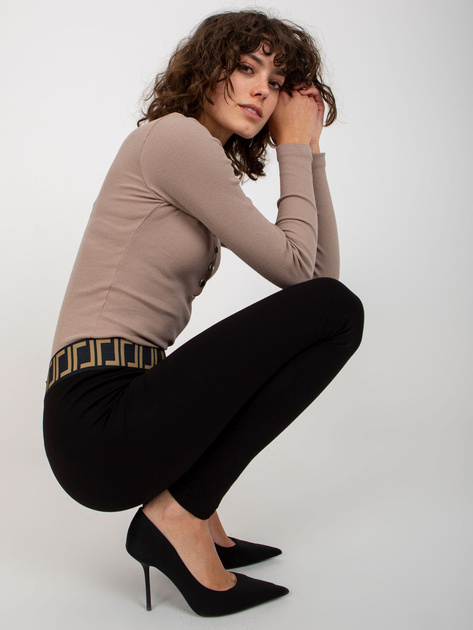 Hurt Czarne gładkie legginsy na co dzień z gumką w pasie