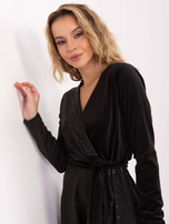 Czarna welurowa sukienka z cekinami